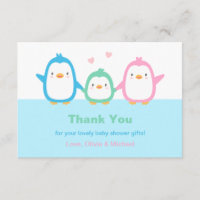 Niedliche Penguin-Familien-Baby-Dusche danken