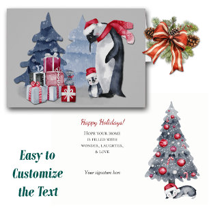 Niedliche Penguin Familienweihnachtskarte