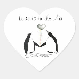 Niedliche Penguin Love Birds Herzkleber Herz-Aufkleber