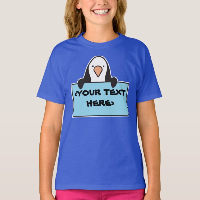 NIEDLICHE PENGUIN MIT ZEICHENZEICHEN<YOUR TEXT HER T-Shirt (Vorderseite)