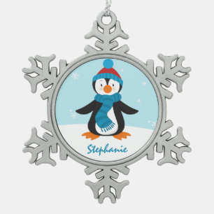 Niedliche Penguin-Schneeflocke-Verzierung Schneeflocken Zinn-Ornament