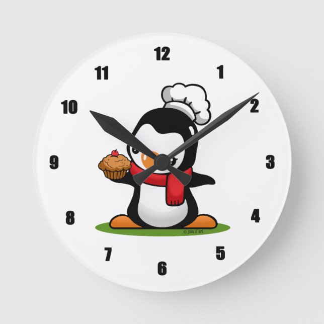 Niedliche Penguin-Wand-Uhr Runde Wanduhr (Vorderseite)