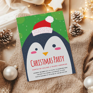 Niedliche Penguin Weihnachten Party Einladung