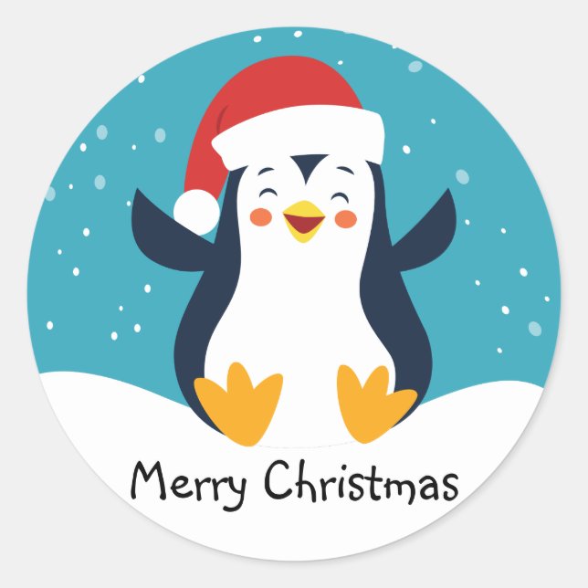 Niedliche Penguin Weihnachten Umschlag Aufkleber (Vorderseite)