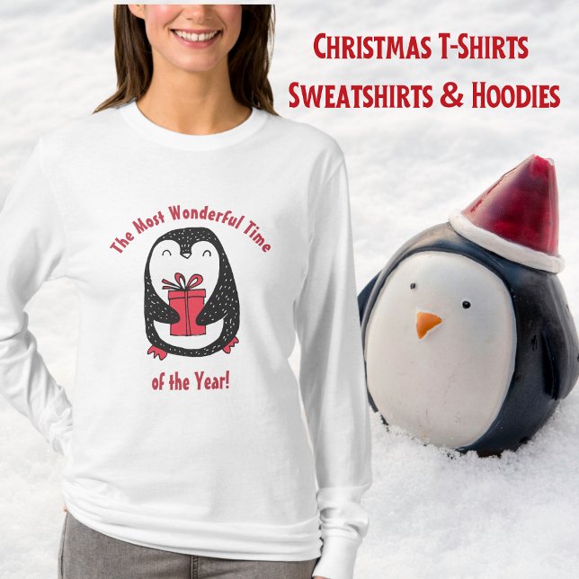 Niedliche Penguin Weihnachtsgeschenk T-Shirt (Penguin, Christmas Gift, Cute, Ladies T-Shirt)