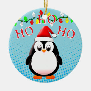 Niedliche Penguin Weihnachtsmannmütze Weihnachtsbe Keramik Ornament