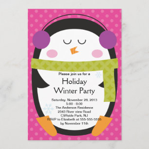 Niedliche Penguin-Winter-Party Einladung