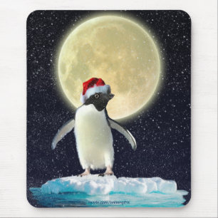 Niedliche Penguin & Wintermond Weihnachtsmousepad Mousepad