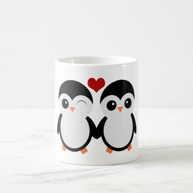 Niedliche Penguinpaar-Tasse Kaffeetasse (Mittel)