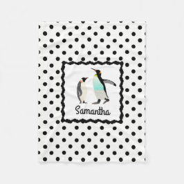 Niedliche Penguins, B&W Polkapunkte, Fleecedecke