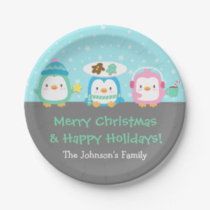 Niedliche Penguins-frohe Pappteller