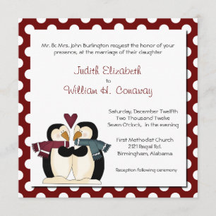 Niedliche Penguins in Liebe-Wedding Einladung