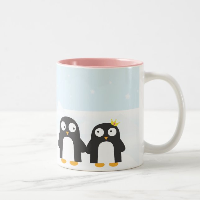 Niedliche Penguins-Tasse Zweifarbige Tasse (Rechts)