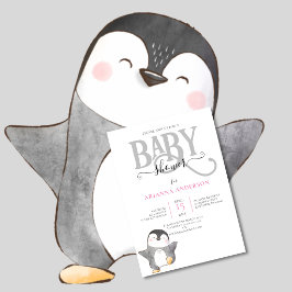 NIEDLICHE PENQUIN GENDER NEUTRAL BABY SHOWER EINLA EINLADUNG