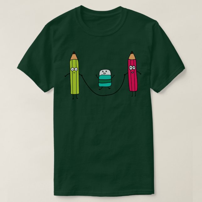 Niedliche Pensils und Radiergummi mit Sprungbrette T-Shirt (Design vorne)