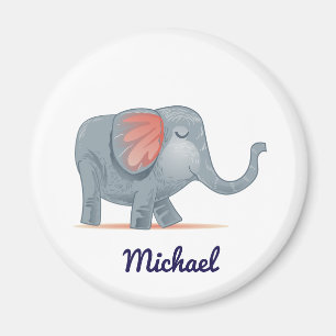 Niedliche personalisierbare Graurosa Elefant Magnet