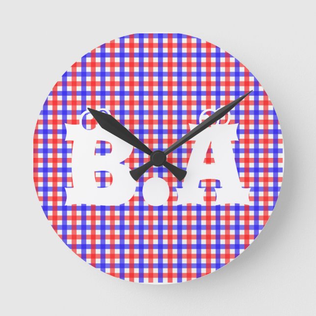 Niedliche personalisierbare Initialen Runde Wanduhr (Vorderseite)