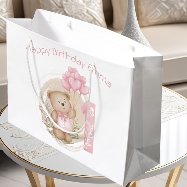 Niedliche Personalisierte 1. Geburtstagsgeschenkta Große Geschenktüte (Cute Personalized 1st Birthday Gift Bag For Girl)