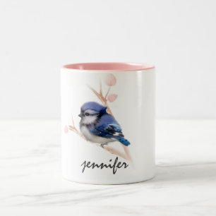 Niedliche Personalisierte Baby Blue Jay Bird-Tasse Zweifarbige Tasse