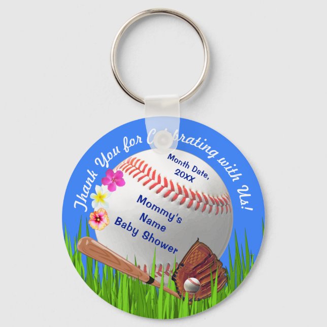 Niedliche Personalisierte Baseball Baby-Duschfavor Schlüsselanhänger (Vorderseite)