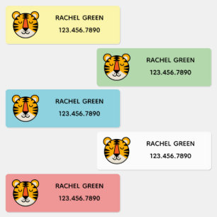 Niedliche Personalisierte Bezeichnung für Tiger    Etiketten