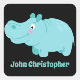 Niedliche Personalisierte Blue Hippo Aufkleber Kin