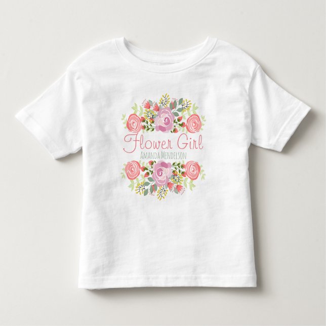 Niedliche personalisierte Blume Kleinkind T-shirt (Vorderseite)