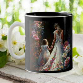 Niedliche Personalisierte Blumütter Tag Mama Tocht Zweifarbige Tasse