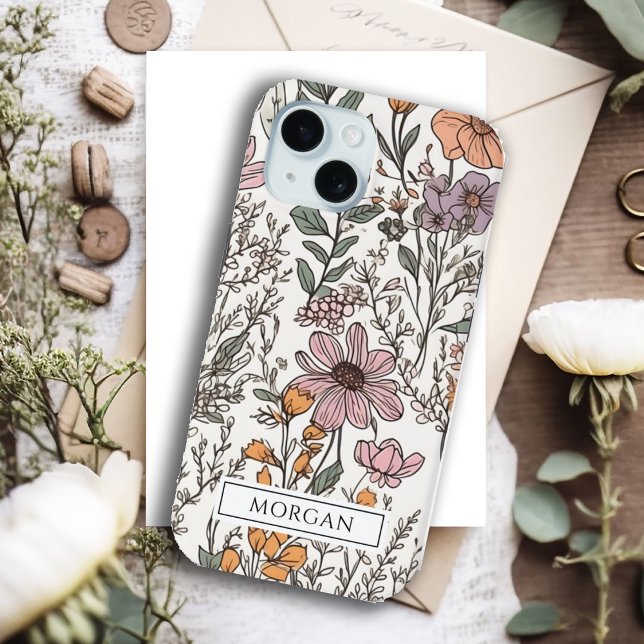 Niedliche Personalisierte Boho Floral-Wildblume Case-Mate iPhone Hülle (Von Creator hochgeladen)