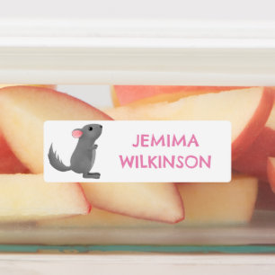 Niedliche personalisierte Chinchilla Cartoon Schul Etiketten