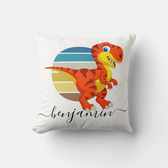 Niedliche Personalisierte Dinosaurier-Babydusche Kissen (Vorderseite)