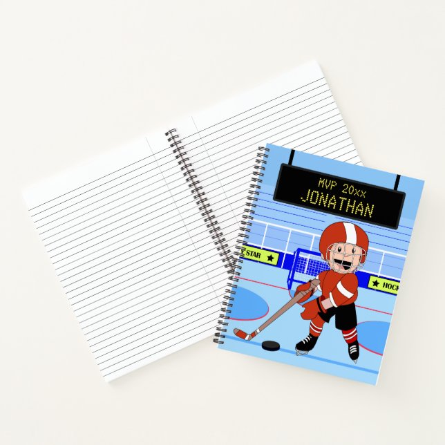 Niedliche Personalisierte Eishockey-Sternenreihe Notizbuch (Innenseite)
