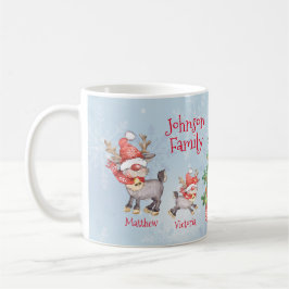 Niedliche Personalisierte Familie von 4 Rentieren  Kaffeetasse