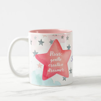 Niedliche Personalisierte Fische Zodiac Signature Zweifarbige Tasse