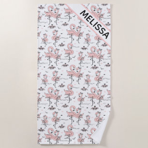 Niedliche Personalisierte Flamingos und Crabs Beac Strandtuch