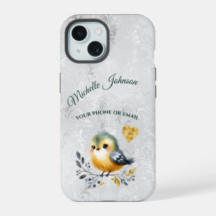 Niedliche Personalisierte Folk Bird & Heft Phone C iPhone 15 Hülle