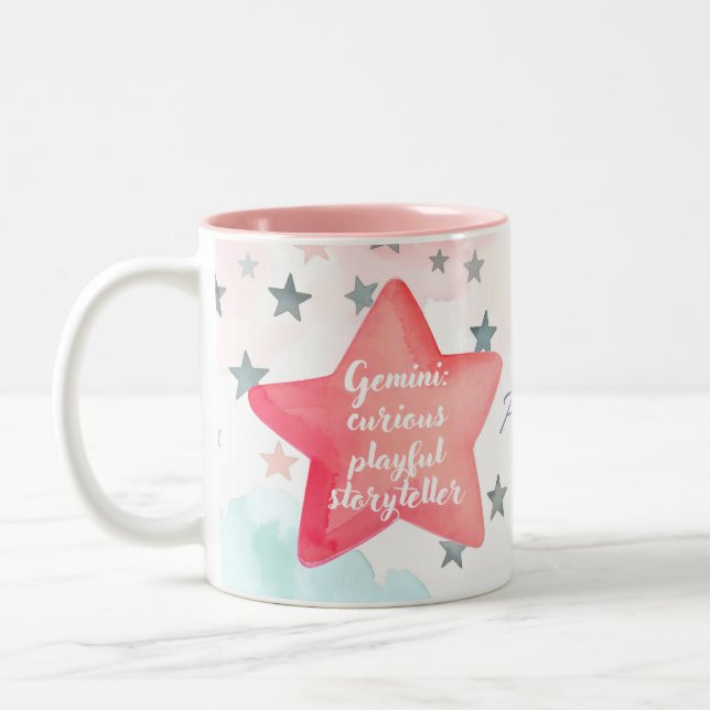 Niedliche Personalisierte Gemini-Zodiac-Signatur-T Zweifarbige Tasse (Links)