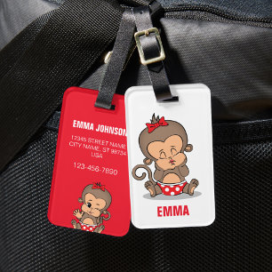 Niedliche Personalisierte Gepäckmarke für Affen (K Gepäckanhänger