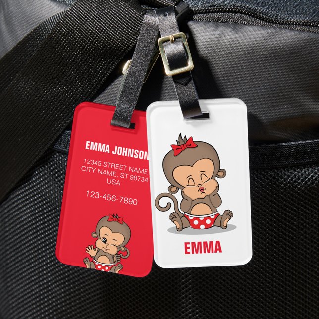 Niedliche Personalisierte Gepäckmarke für Affen (K Gepäckanhänger (Von Creator hochgeladen)