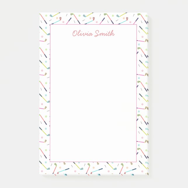 Niedliche Personalisierte Golf Patterns Post-it Klebezettel (Vorderseite)