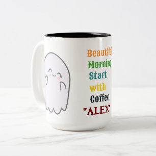 Niedliche Personalisierte Halloween-Geist-Tasse Zweifarbige Tasse