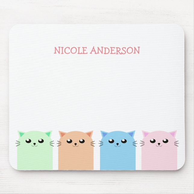 Niedliche Personalisierte Katzenliebhaber Mousepad (Vorne)
