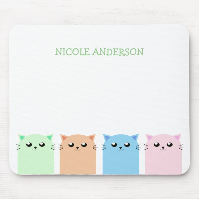 Niedliche Personalisierte Katzenliebhaber Mousepad (Vorne)