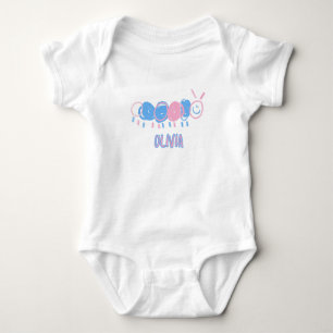 Niedliche Personalisierte Kinder Doodle-Wurm Zeich Baby Strampler