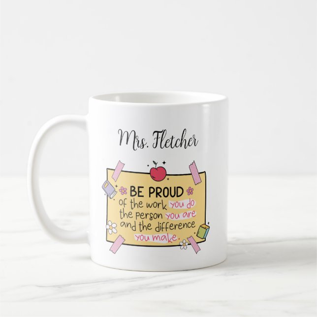 Niedliche Personalisierte Lehrerin Kaffeetasse (Links)
