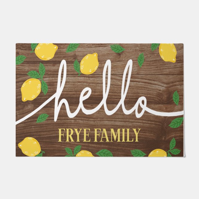Niedliche Personalisierte Lemons Mat, Hello Lemon Fußmatte (Vorderseite)