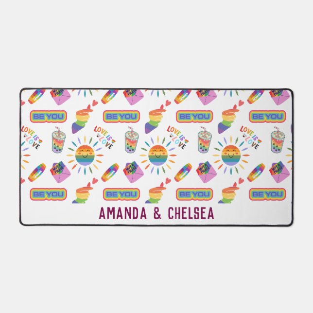 Niedliche Personalisierte LGBTQ+-Schreibtischmatte Schreibtischunterlage (Vorderseite)