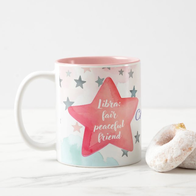 Niedliche Personalisierte Libra Zodiac Signa Tasse (Mit Donut)