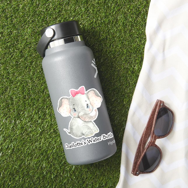Niedliche Personalisierte Mädchen Name Elephant Wa Aufkleber (HydroFlask Insitu)