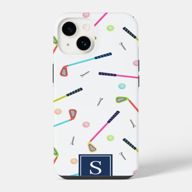 Niedliche Personalisierte Mongram Golf Patterns iPhone Hülle (Rückseite)